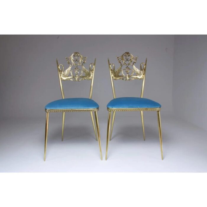 mid 20th century italian brass swan chairs a pair 2994