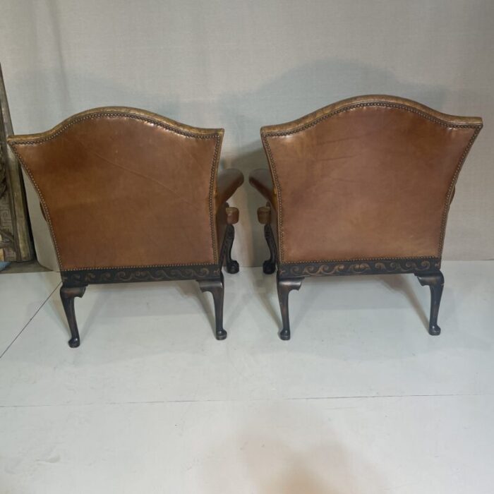 mid 20th century pair of portuguese leather chairs 6200