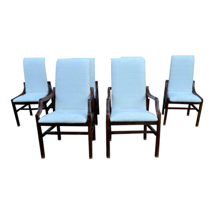 mid 20th century set of six vintage henredon scene one campaign dining chairs 0402