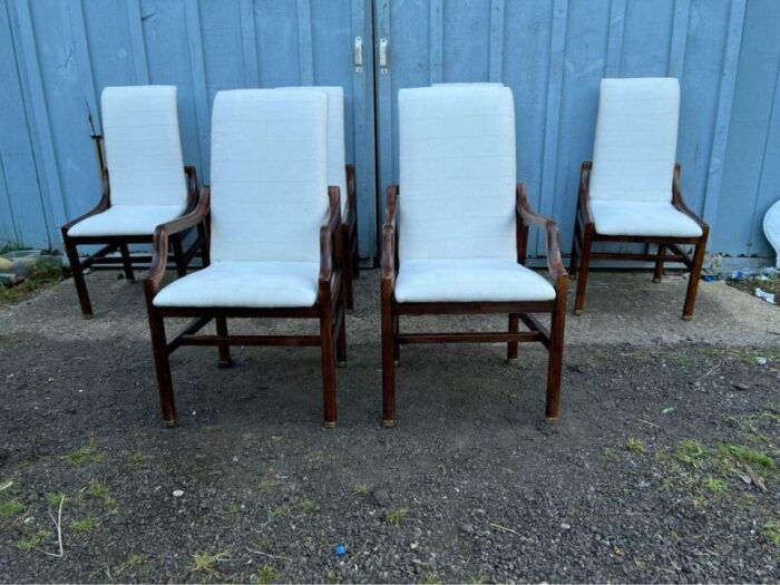 mid 20th century set of six vintage henredon scene one campaign dining chairs 6125