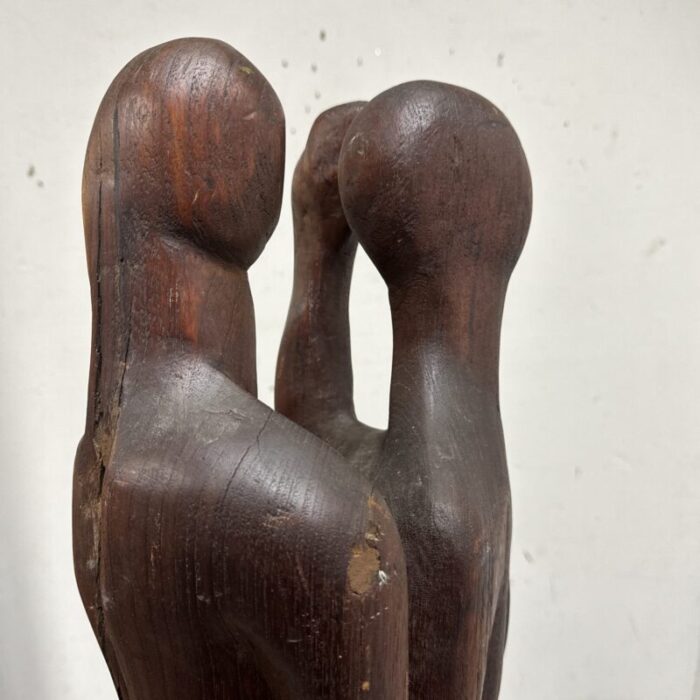 mid 20th century unsigned art wood sculpture lovers embrace 4619