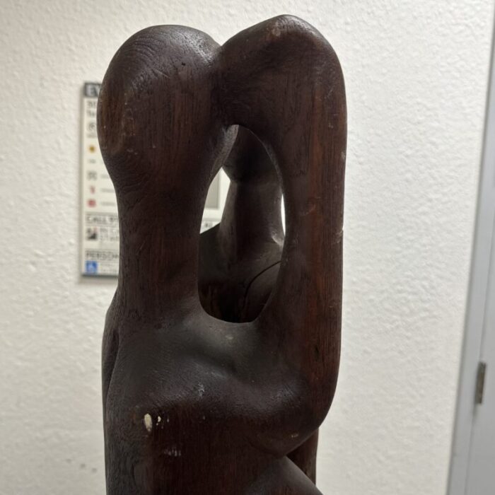 mid 20th century unsigned art wood sculpture lovers embrace 6975