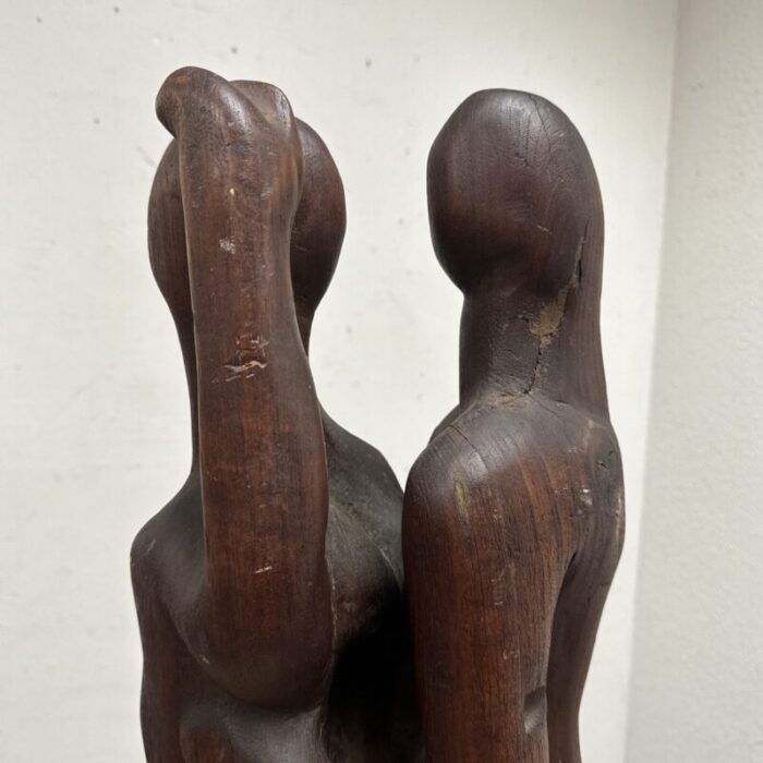 mid 20th century unsigned art wood sculpture lovers embrace 7083