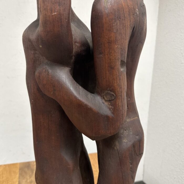 mid 20th century unsigned art wood sculpture lovers embrace 9300