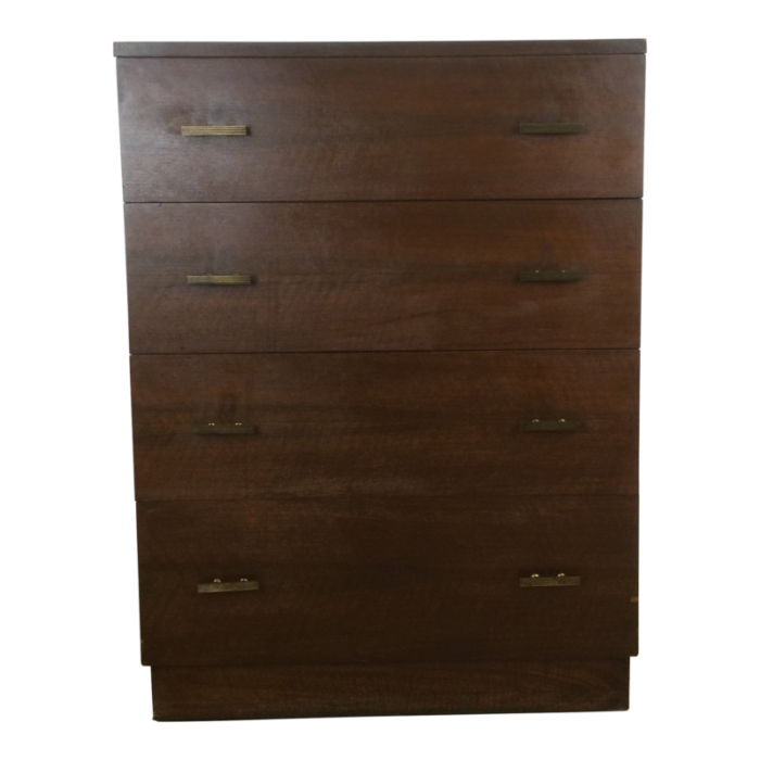 mid century 4 drawer highboy dresser with brass hardware 5022