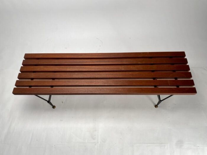 mid century bench in iron and brass 1950s 2193