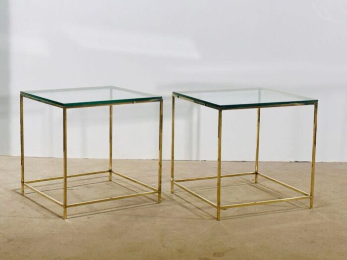 mid century brass and glass side end tables 1960 1818