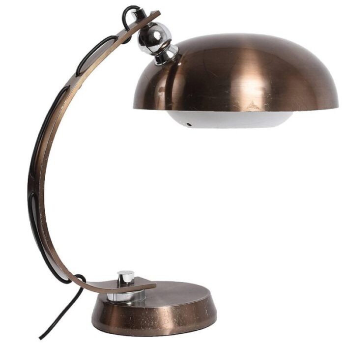 mid century brushed bronzed aluminium table lamp from arredoluce 1970s 2