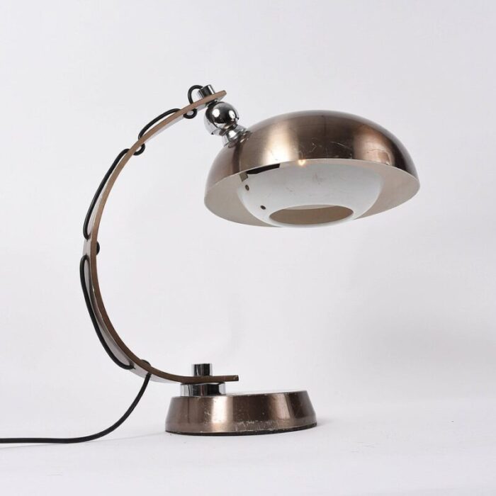 mid century brushed bronzed aluminium table lamp from arredoluce 1970s 3