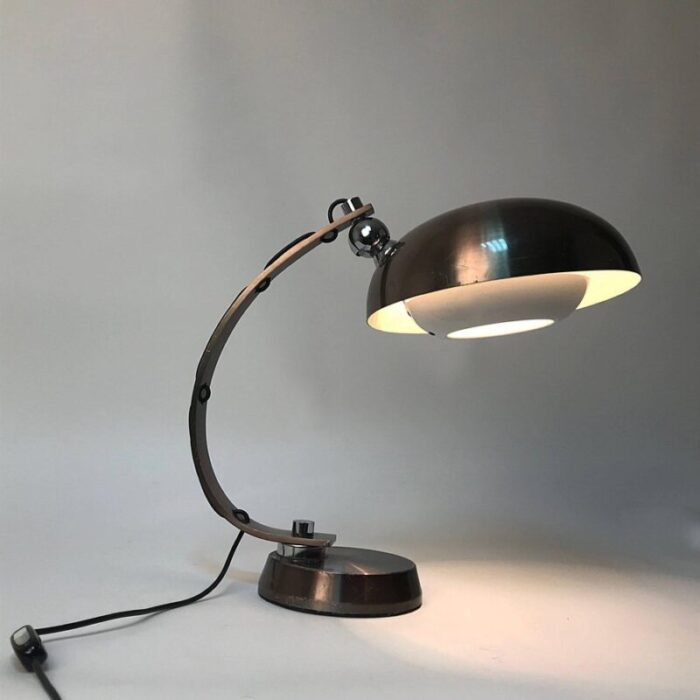 mid century brushed bronzed aluminium table lamp from arredoluce 1970s 5