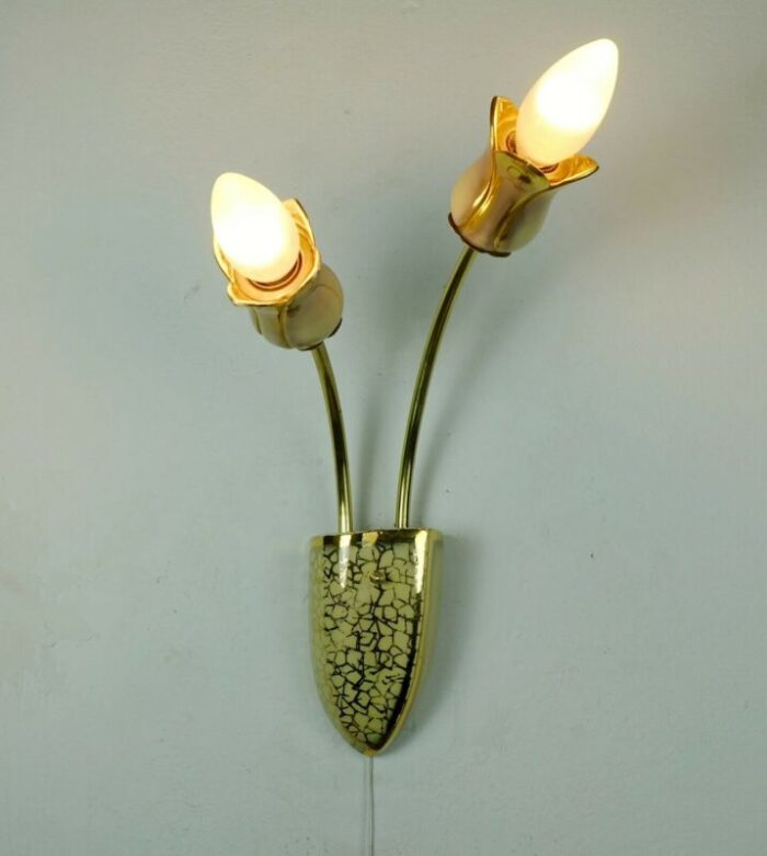 mid century ceramic brass wall light 1950s 5