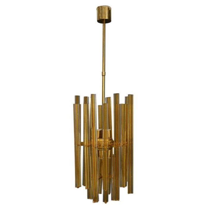 mid century chandelier in gilded glass from venini 1950s 1