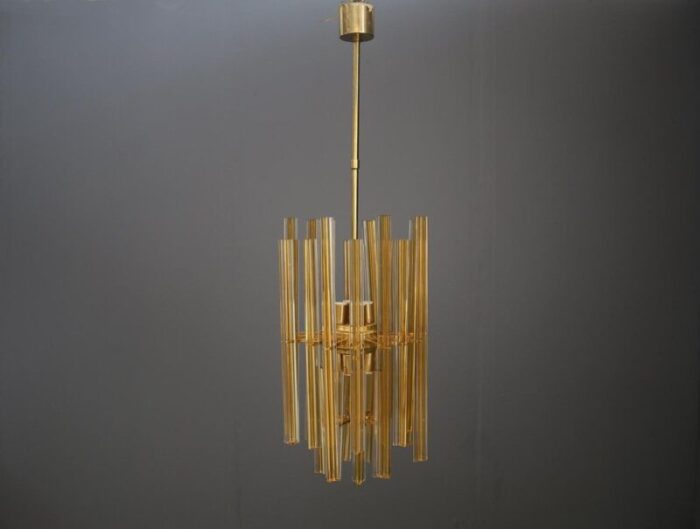 mid century chandelier in gilded glass from venini 1950s 5