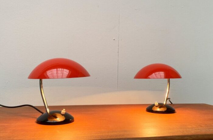 mid century czech minimalist table lamps by josef hurka for drukov brno set of 2 3