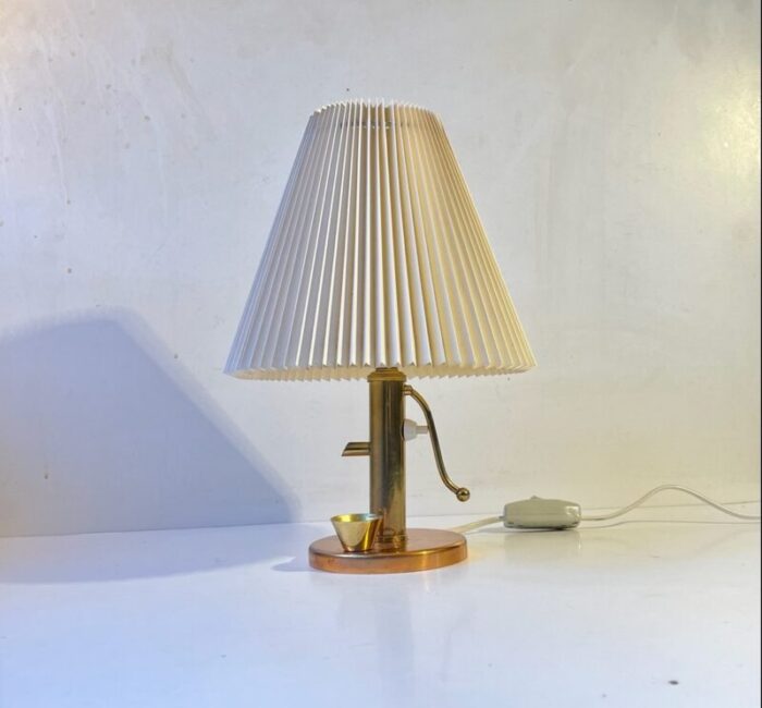 mid century danish copper and brass water pump table lamp 1960s 1