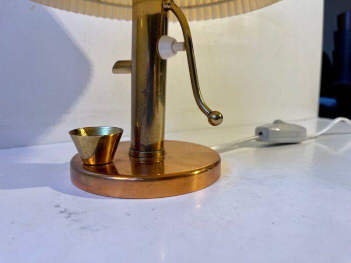 mid century danish copper and brass water pump table lamp 1960s 3