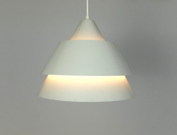 mid century danish light gray zone pendant lamp by jo hammerborg for fog menup 1960s 6