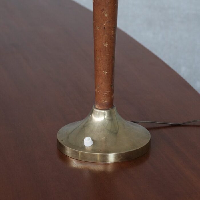 mid century french leather and brass table lamp 5