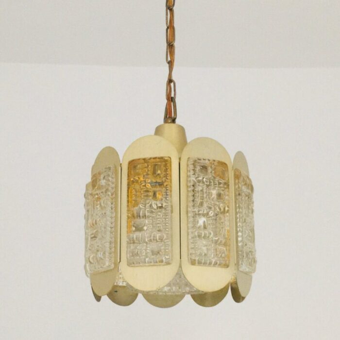 mid century glass brass ceiling lamp from vitrika denmark 1960s 1