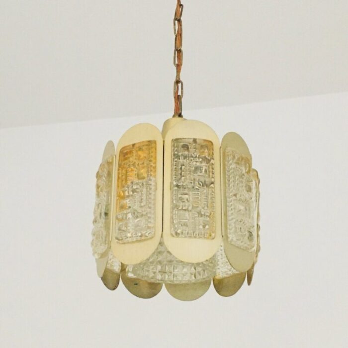 mid century glass brass ceiling lamp from vitrika denmark 1960s 2