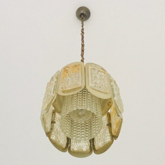 mid century glass brass ceiling lamp from vitrika denmark 1960s 3