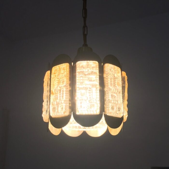 mid century glass brass ceiling lamp from vitrika denmark 1960s 4