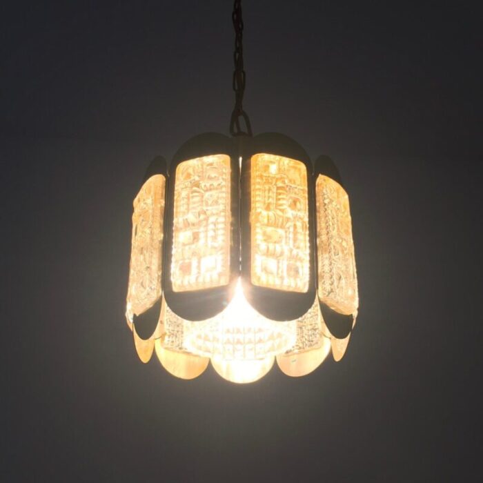 mid century glass brass ceiling lamp from vitrika denmark 1960s 5