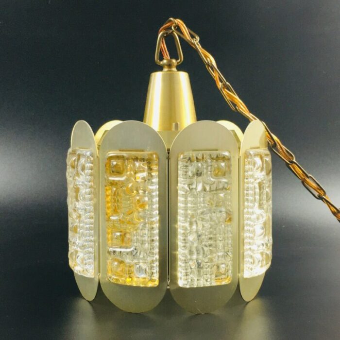 mid century glass brass ceiling lamp from vitrika denmark 1960s 6