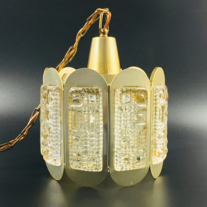 mid century glass brass ceiling lamp from vitrika denmark 1960s 7