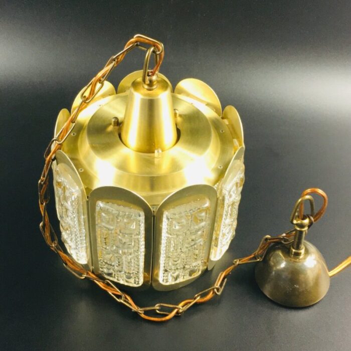 mid century glass brass ceiling lamp from vitrika denmark 1960s 9