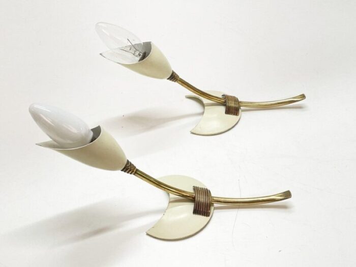 mid century italian brass enamelled aluminum tulip sconces from gcme 1950s set of 2 14