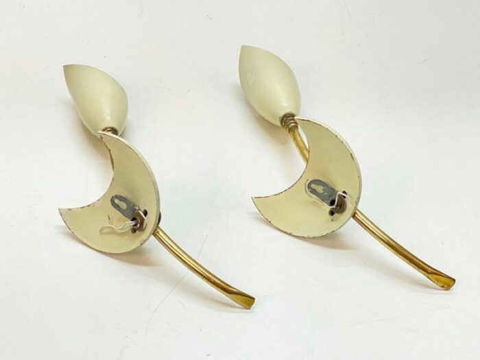 mid century italian brass enamelled aluminum tulip sconces from gcme 1950s set of 2 17