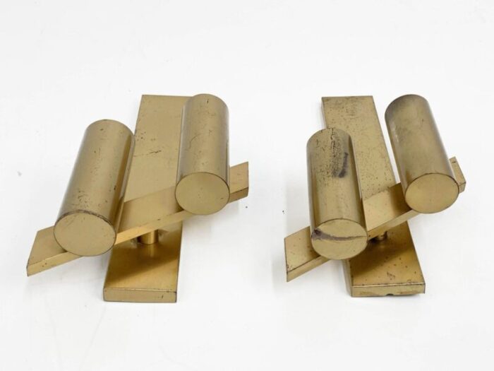 mid century italian brass wall sconces from gaetano sciolari 1960s set of 2 11