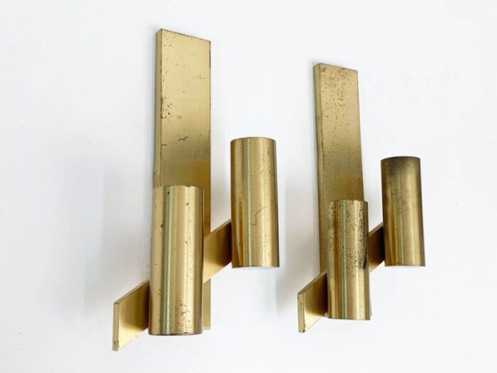 mid century italian brass wall sconces from gaetano sciolari 1960s set of 2 14