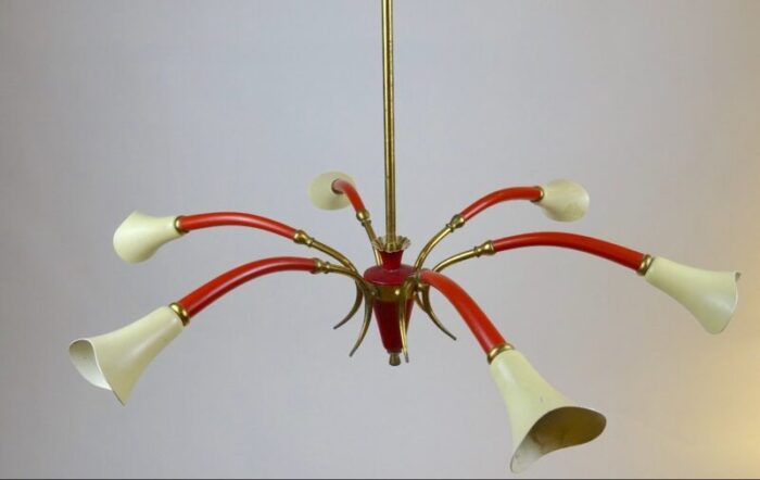 mid century italian chandelier with 6 lights 2