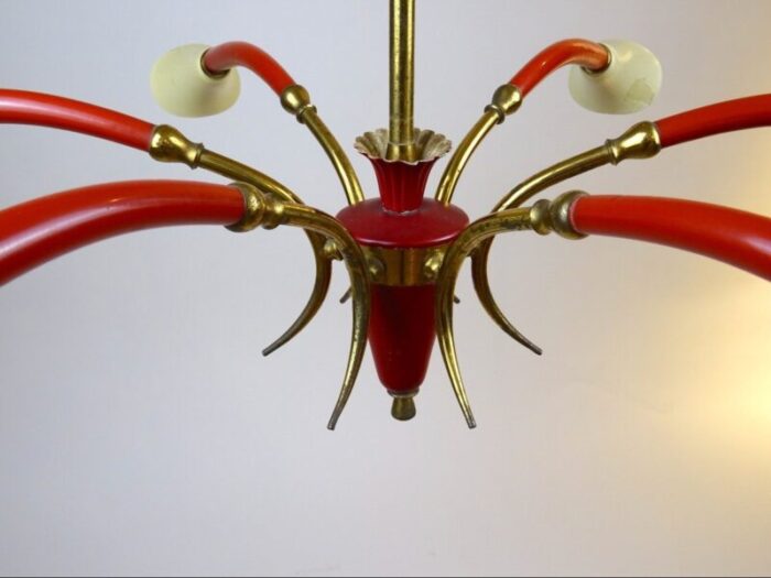 mid century italian chandelier with 6 lights 3