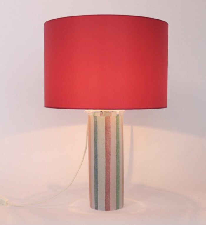 mid century italian glass lamp with custom lampshade by ghisetti murano 1980s 10