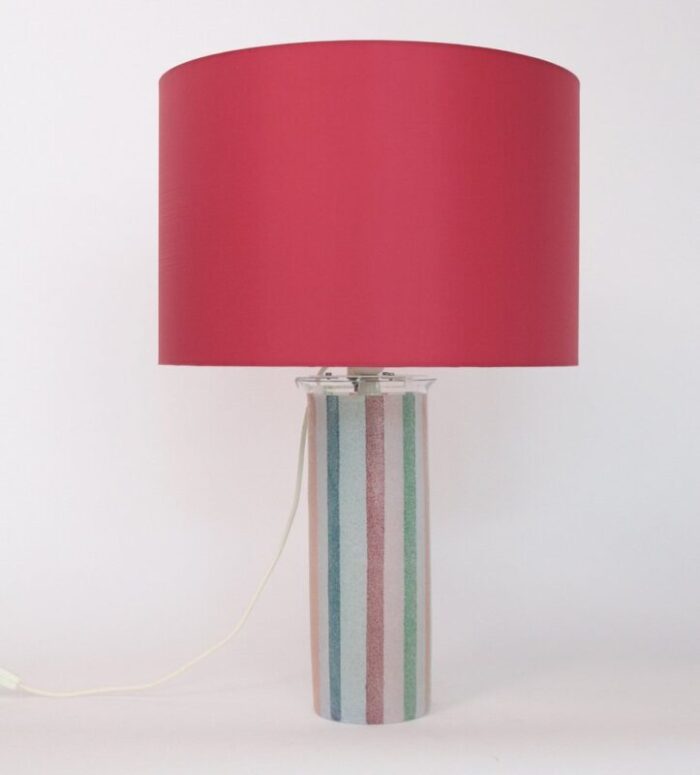 mid century italian glass lamp with custom lampshade by ghisetti murano 1980s 13