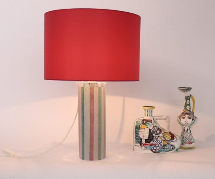 mid century italian glass lamp with custom lampshade by ghisetti murano 1980s 2