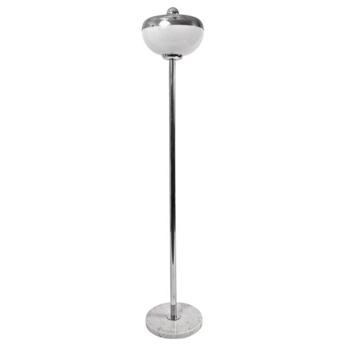 mid century italian metal aluminum and carrara marble base floor lamp 1970s 1