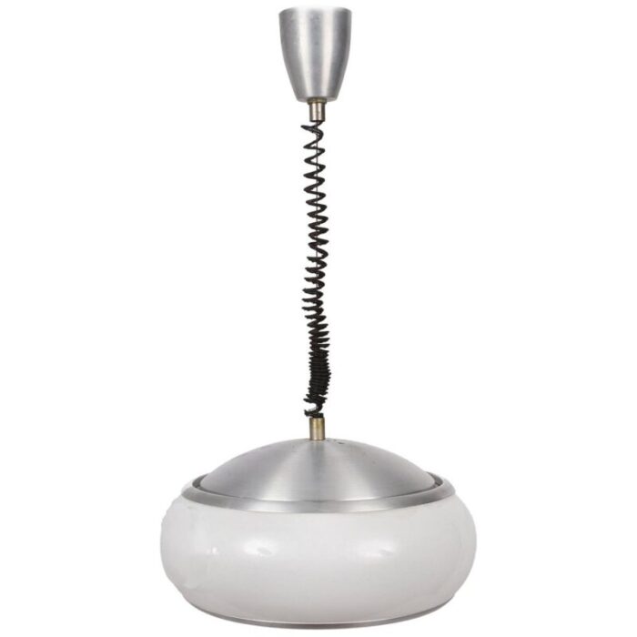 mid century italian round aluminum and acrylic glass ceiling lamp from stilux milano 1960s 1