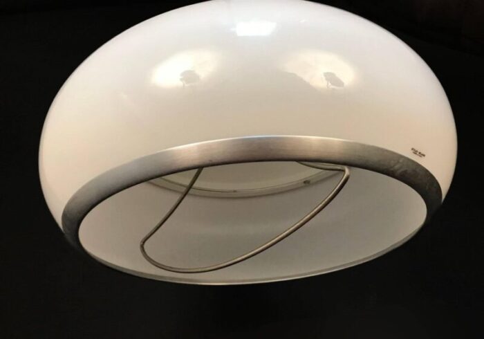 mid century italian round aluminum and acrylic glass ceiling lamp from stilux milano 1960s 13