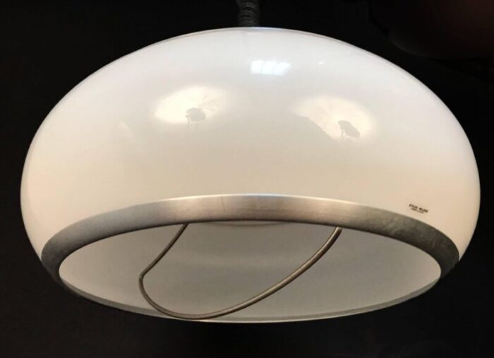 mid century italian round aluminum and acrylic glass ceiling lamp from stilux milano 1960s 14