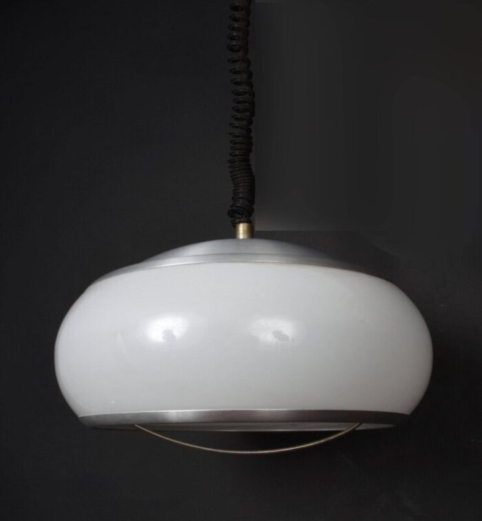 mid century italian round aluminum and acrylic glass ceiling lamp from stilux milano 1960s 2