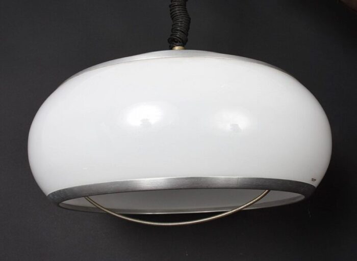 mid century italian round aluminum and acrylic glass ceiling lamp from stilux milano 1960s 3