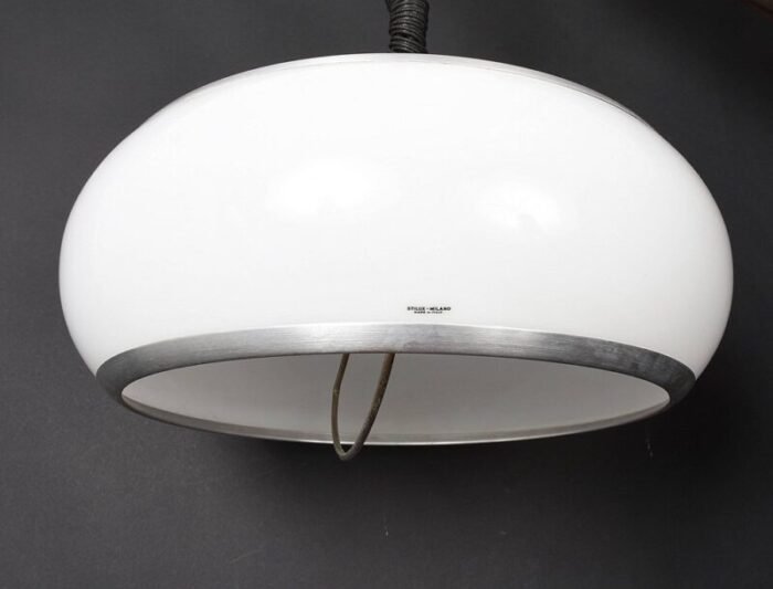 mid century italian round aluminum and acrylic glass ceiling lamp from stilux milano 1960s 4