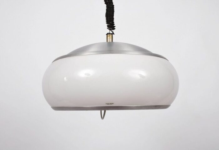 mid century italian round aluminum and acrylic glass ceiling lamp from stilux milano 1960s 6