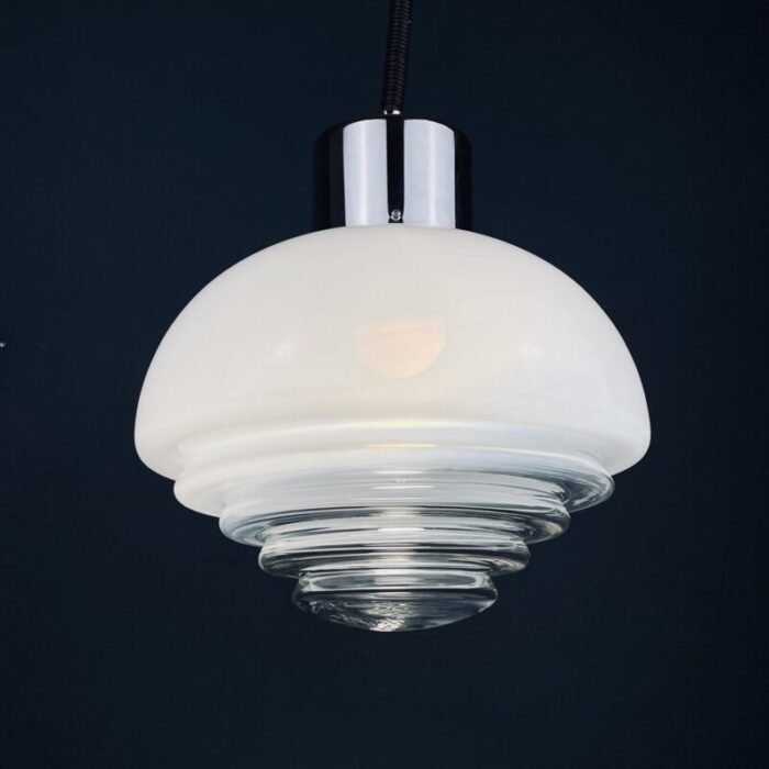 mid century italian white murano pendant lamp by mazzega 1970s 4