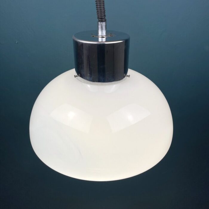 mid century italian white murano pendant lamp by mazzega 1970s 6