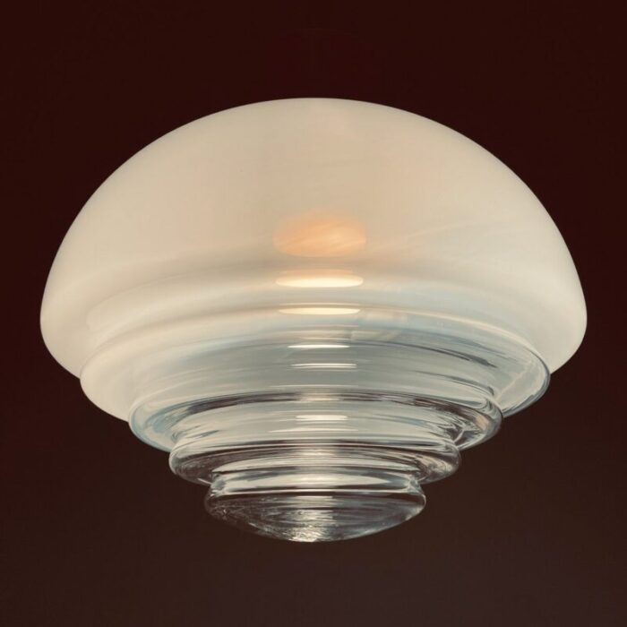 mid century italian white murano pendant lamp by mazzega 1970s 8